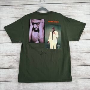 2PAC x Primitive Voice Short Sleeve T-Shirt Mens Large Army Green Skate